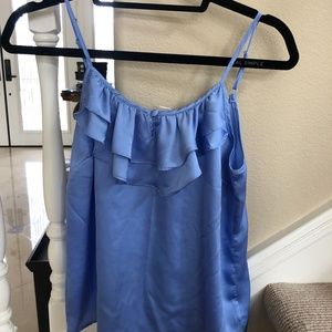 Silk blue tank top with button detailing [F21]